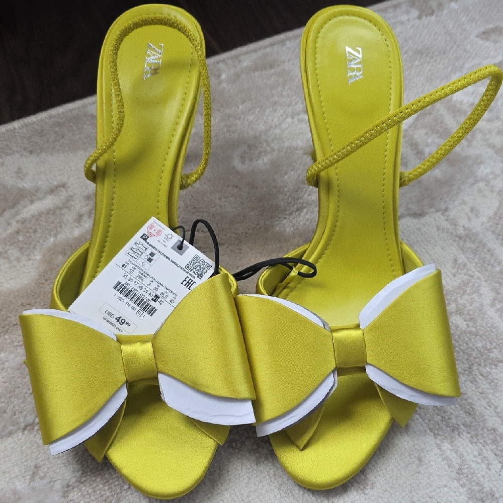 Zara Bright Yellow Bow Heels